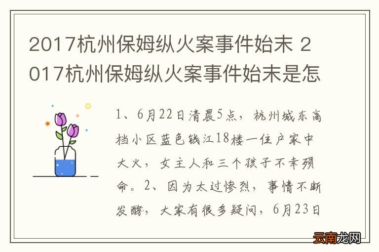 杭州保姆纵火事件最新进展深度剖析